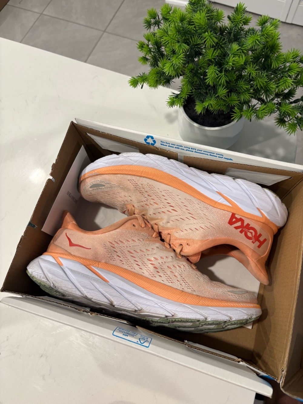 Hoka One One Women's Peach/Coral Running Shoes 9B